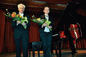 1157th Liszt Evening, the "Franz Liszt" Music School in Glogow, 20th April 2015. Rozalia Kierc and Juliusz Adamowsk.  Photo by  Jerzy Popiel.